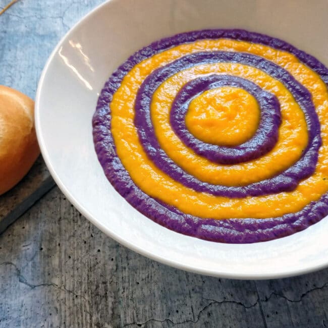 Ricetta xebon Crema di carote arancioni e viola bicolore